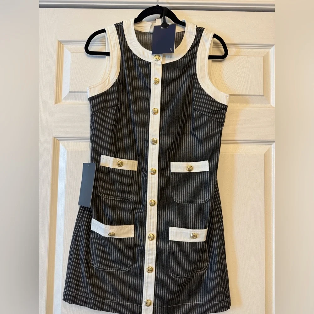 Tuckernuck Pomander Place NWT Violeta Black & White Sleeveless Dress Small - Picture 2 of 2